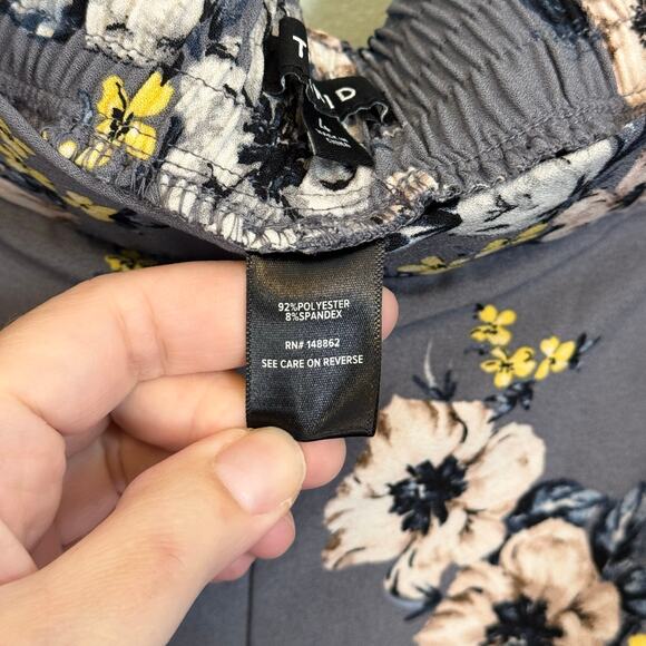 Torrid Floral Crepe Wide Leg Pant Womens 4X Gray Pull On Stretch Boho Trousers - Picture 7 of 9